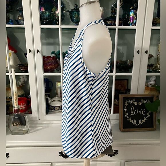 Blue & White Striped Sleeveless Blouse Sz Small The Limited - Picture 5 of 10